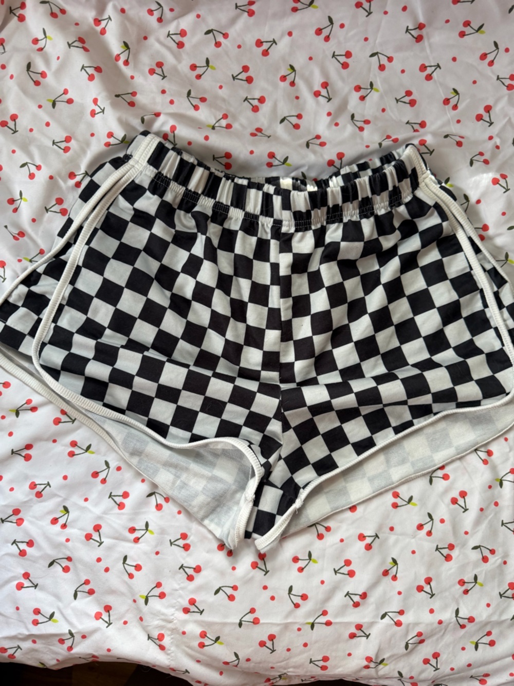 SHEIN Black and White Checkerboard Athletic Shorts